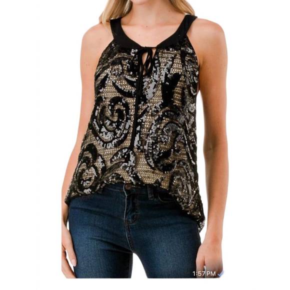 NEW VAVA ruth cami top in black sequin - Picture 1 of 1